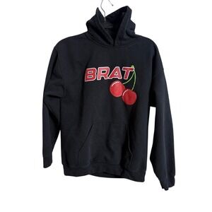 BRAT Cherry Graphic Hoodie Black Y2K Streetwear Aesthetic Coquette Core M/L